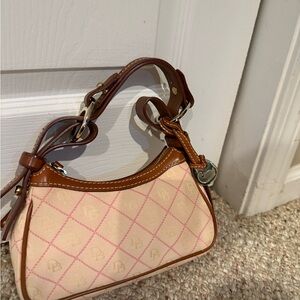 Brown and Light Pink Designer Handbag
